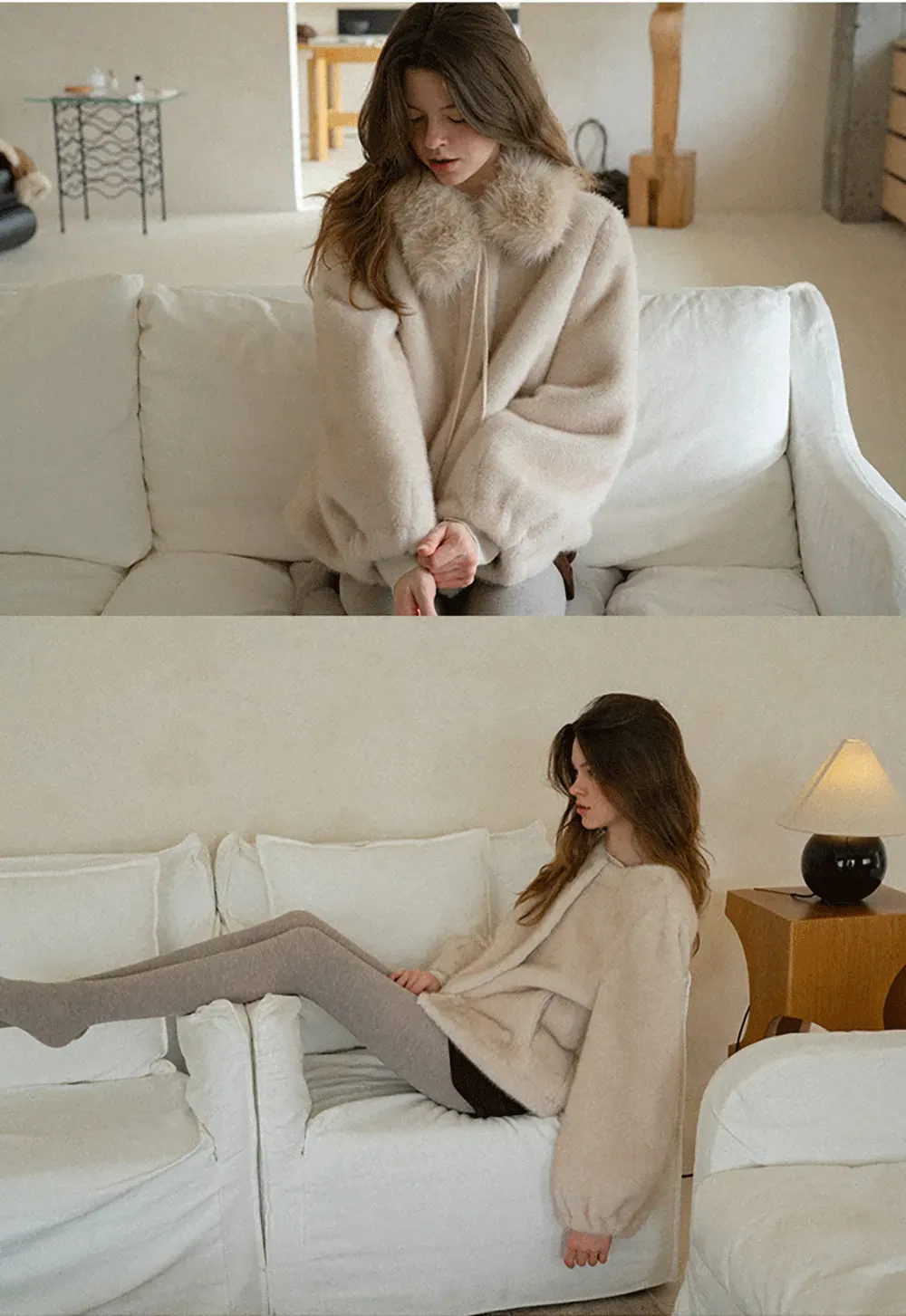 Faux Fur Collar Oversized Short Jacket
