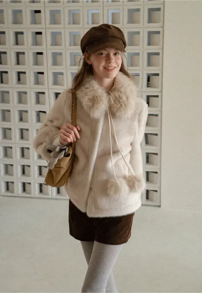 Faux Fur Collar Oversized Short Jacket