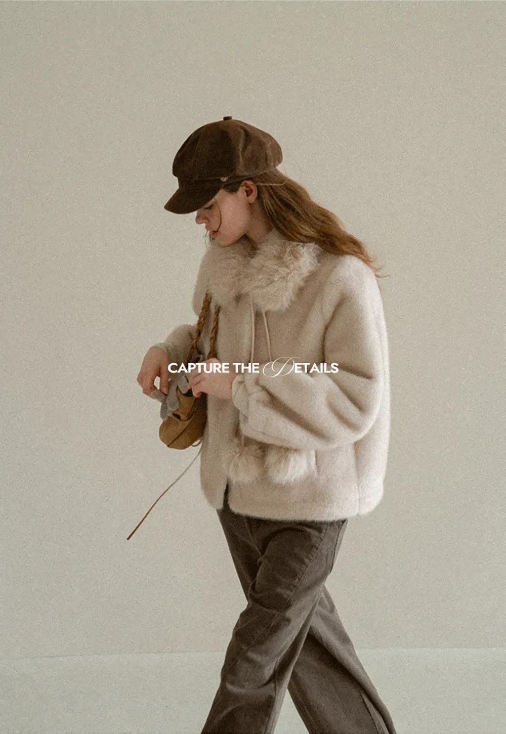 Faux Fur Collar Oversized Short Jacket