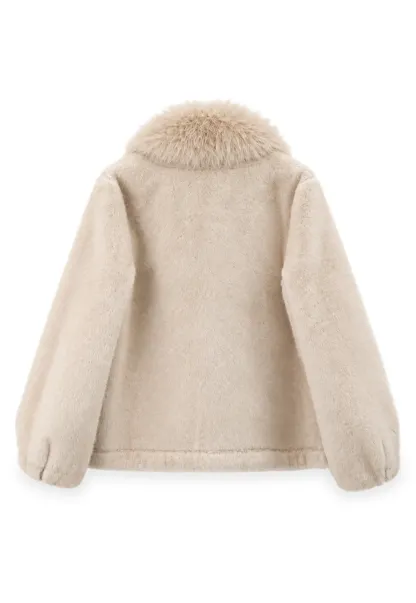 Faux Fur Collar Oversized Short Jacket