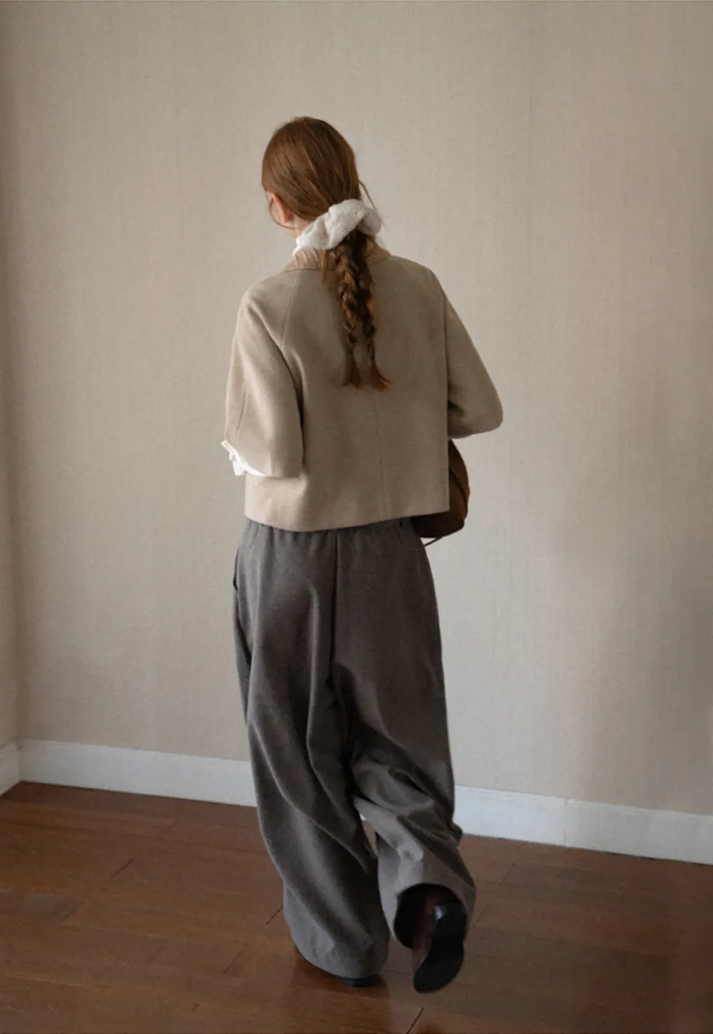 Textured Collar Double Breasted Short Jacket