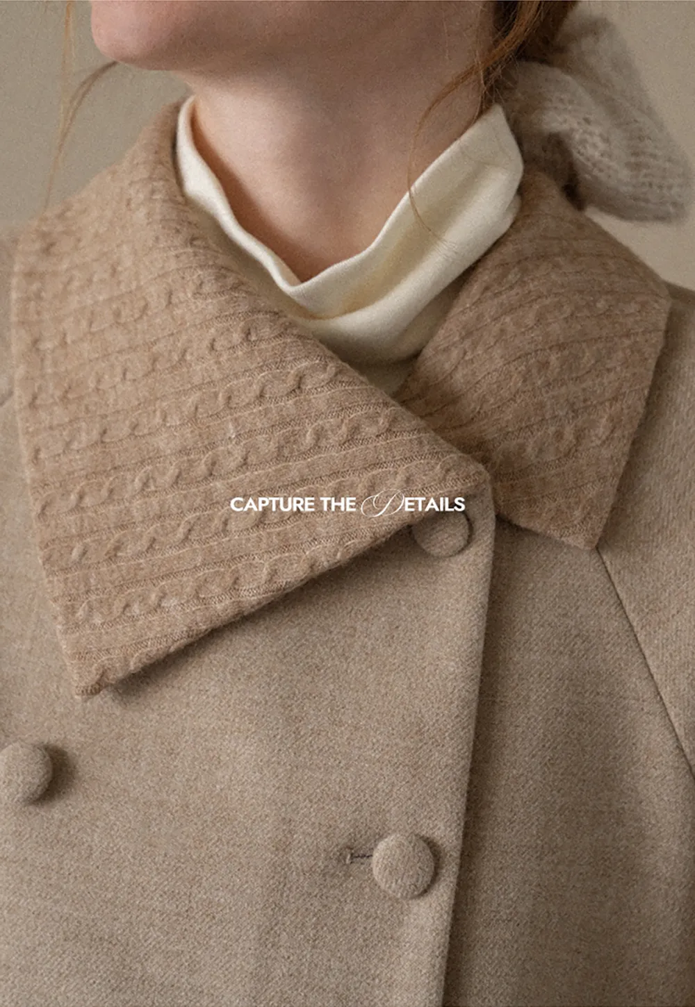 Textured Collar Double Breasted Short Jacket