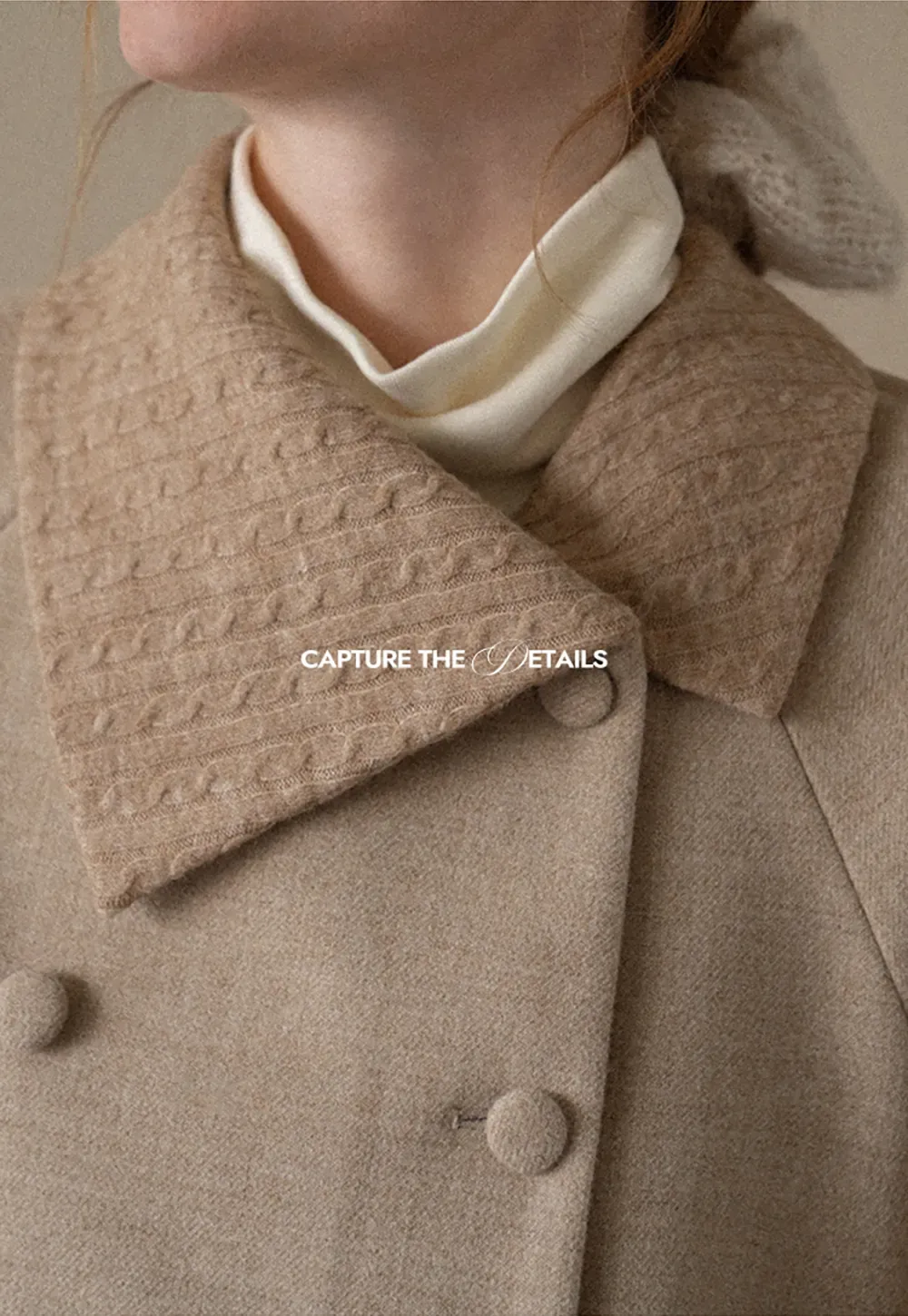 Textured Collar Double Breasted Short Jacket