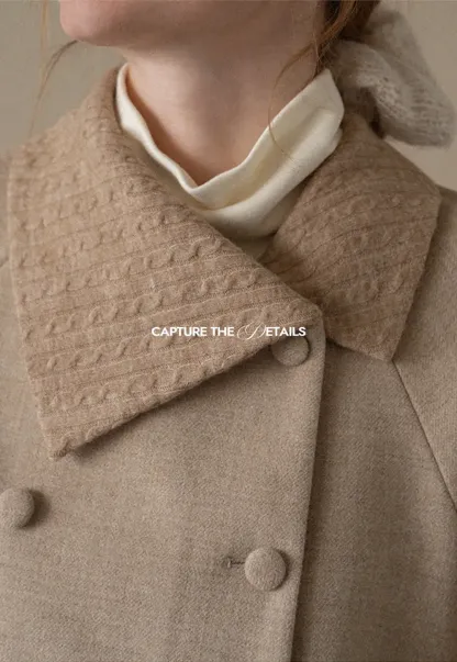 Textured Collar Double Breasted Short Jacket