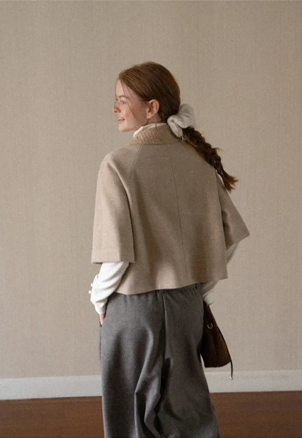 Textured Collar Double Breasted Short Jacket