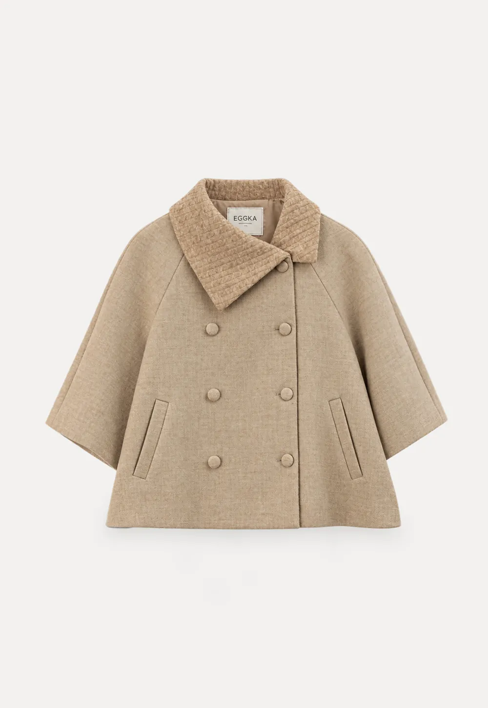 Textured Collar Double Breasted Short Jacket