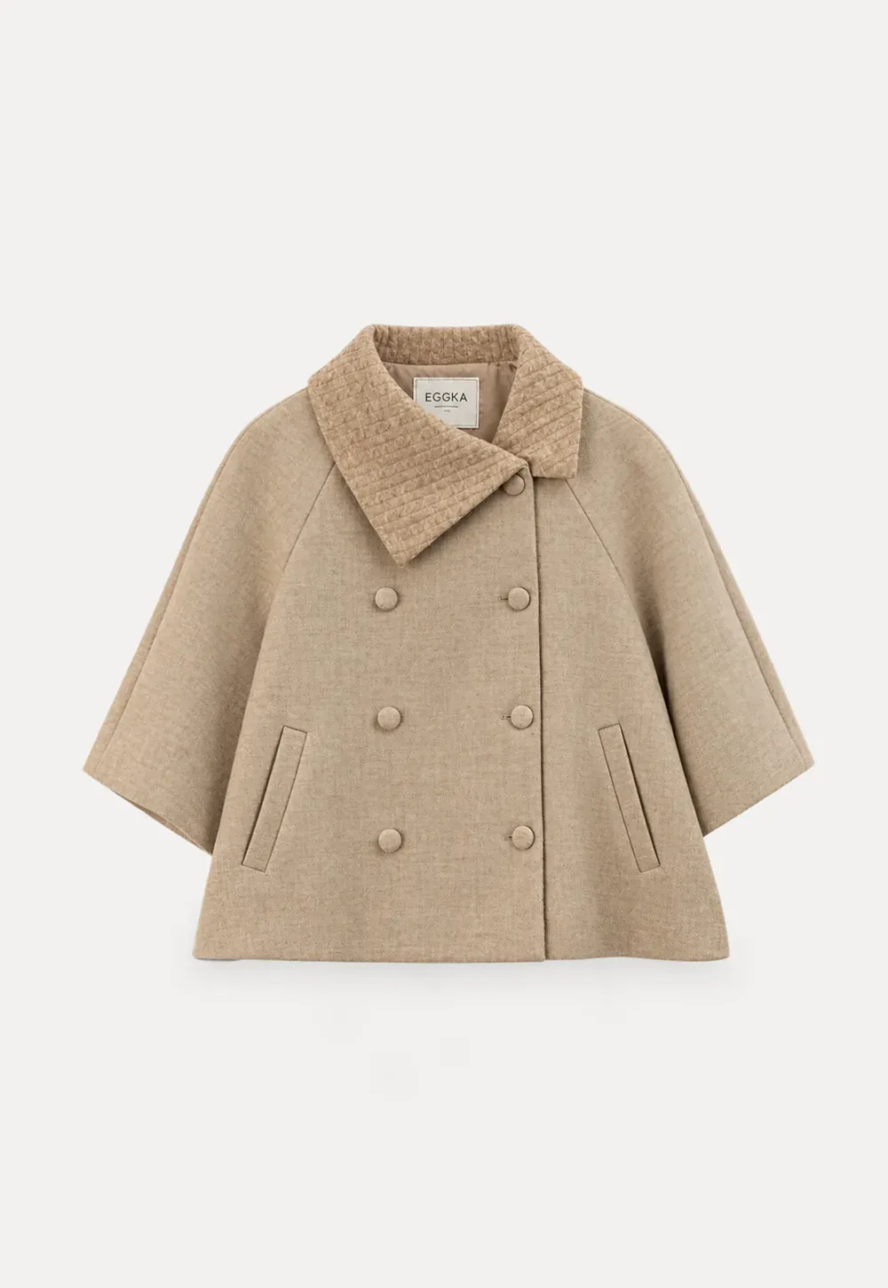 Textured Collar Double Breasted Short Jacket