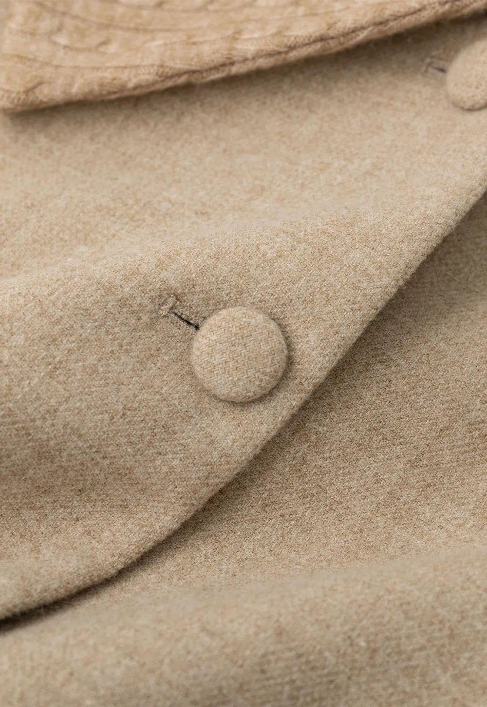 Textured Collar Double Breasted Short Jacket