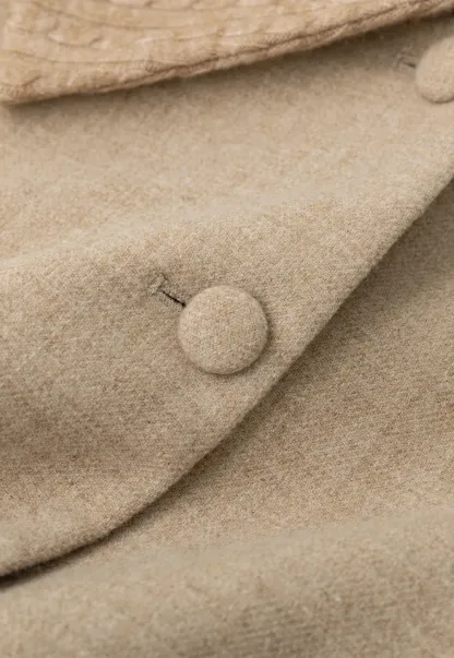 Textured Collar Double Breasted Short Jacket