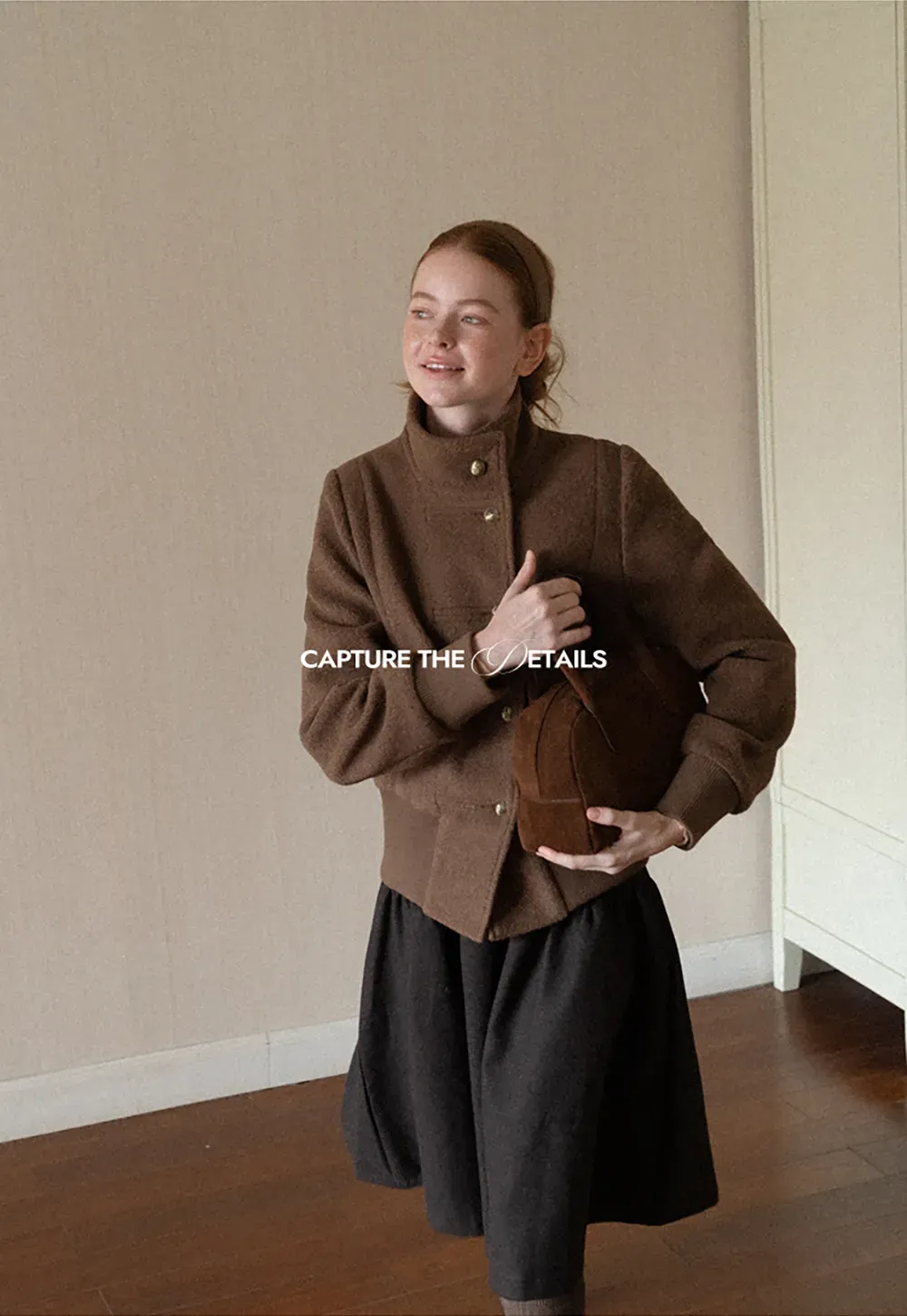 High Collar Button Front Cropped Short Jacket
