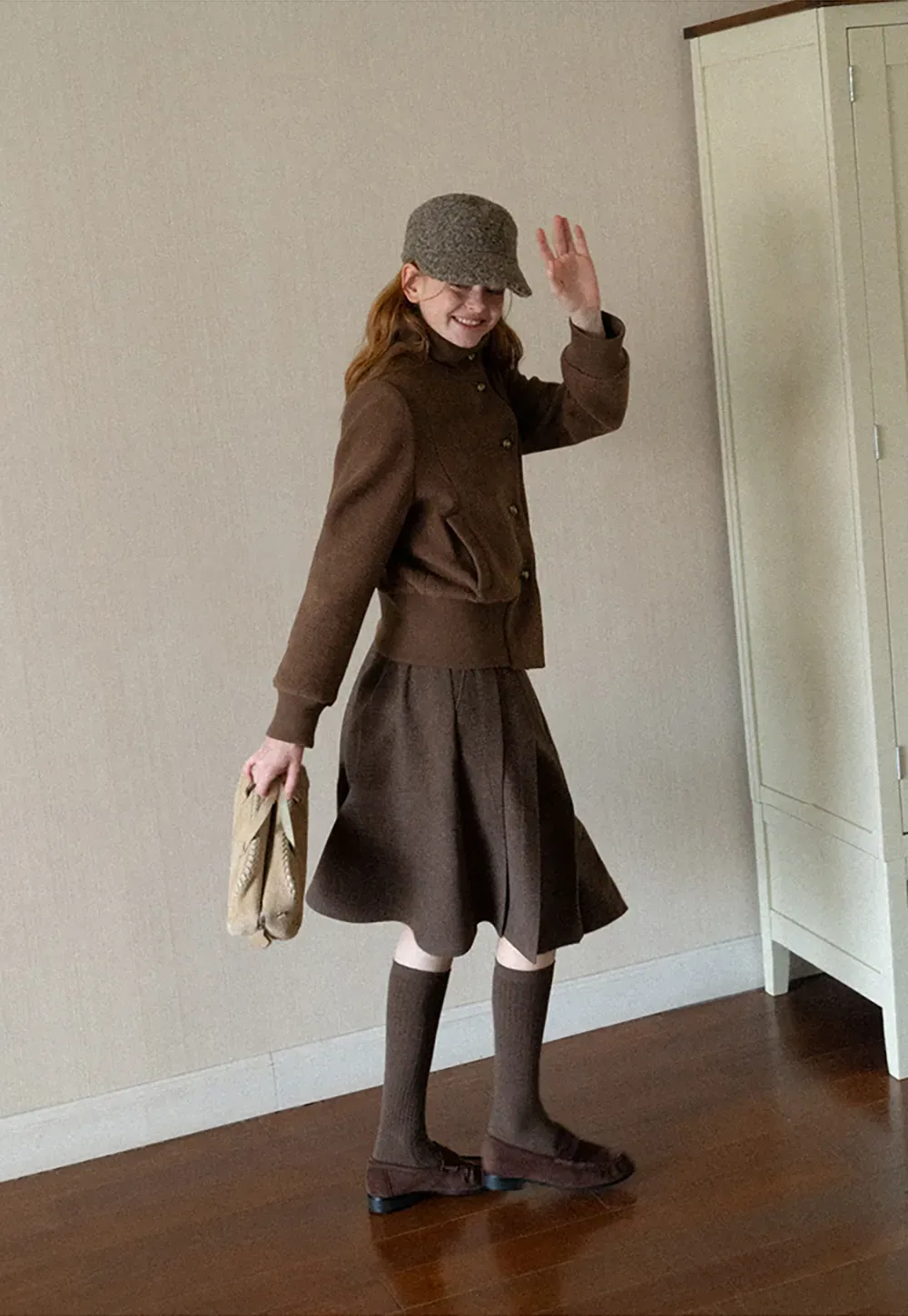 High Collar Button Front Cropped Short Jacket