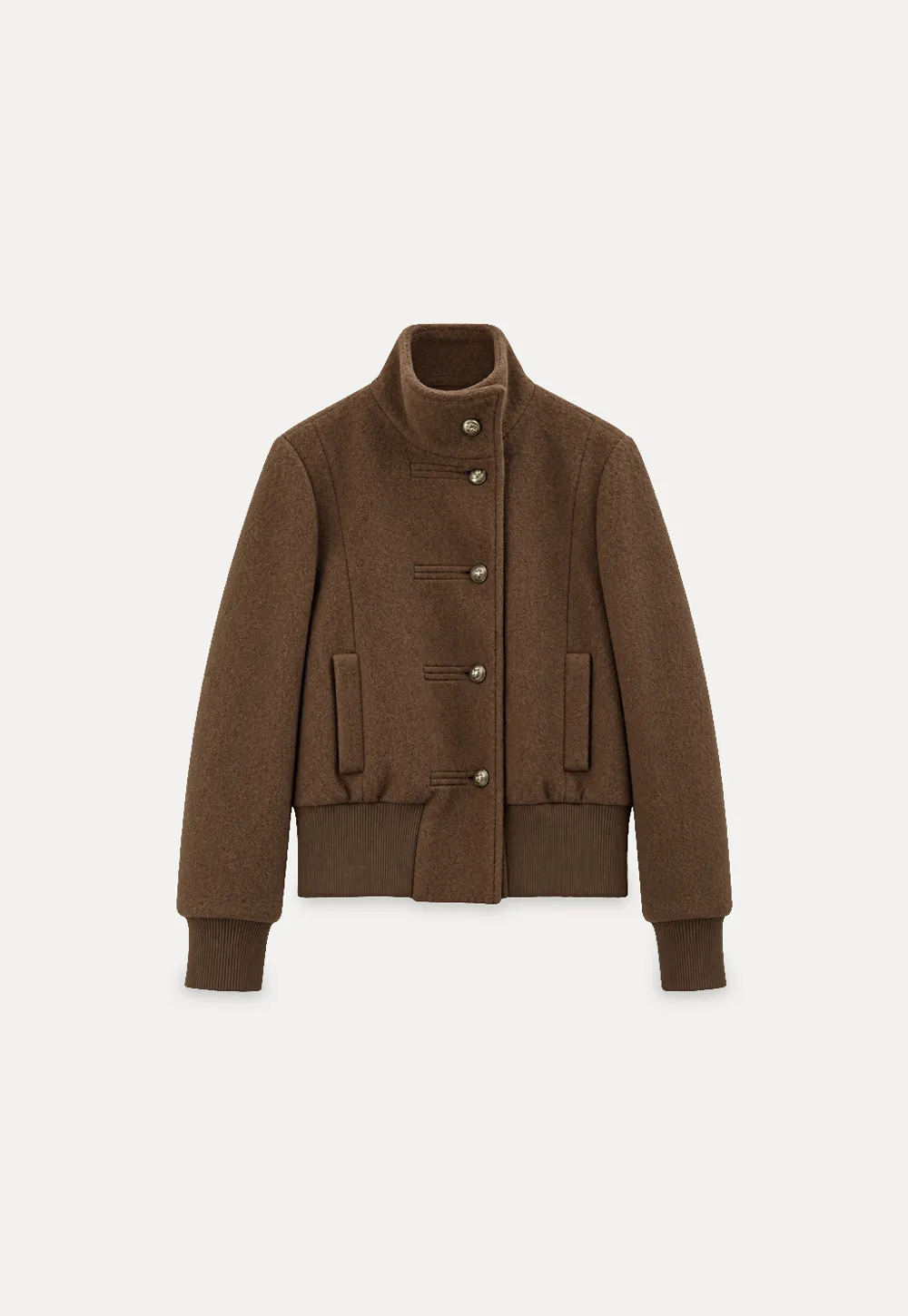 High Collar Button Front Cropped Short Jacket