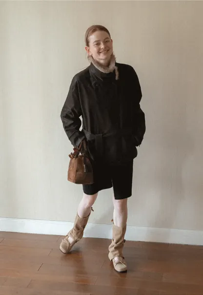 Faux Fur Collar Belted Short Jacket