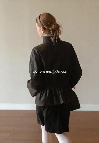Faux Fur Collar Belted Short Jacket