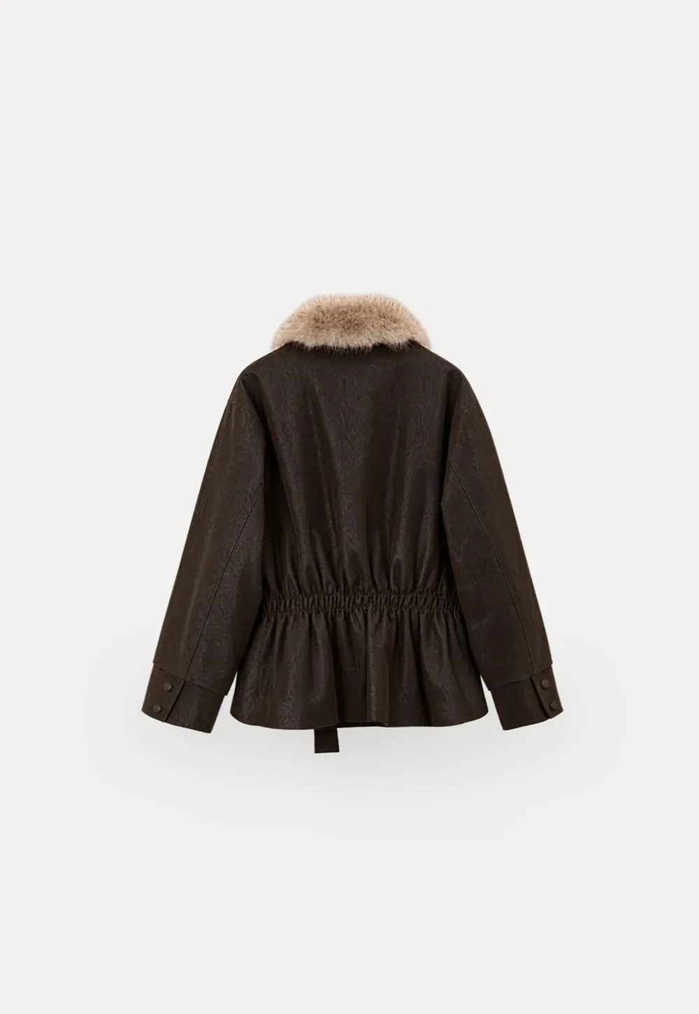 Faux Fur Collar Belted Short Jacket