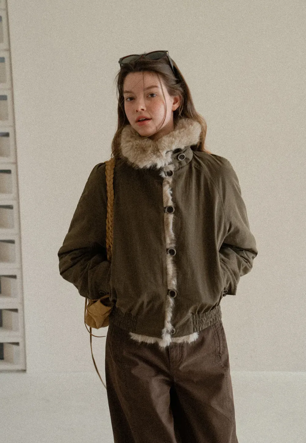 Faux Fur Trimmed Collar and Hem Short Jacket