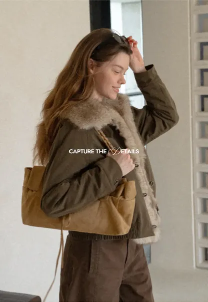 Faux Fur Trimmed Collar and Hem Short Jacket