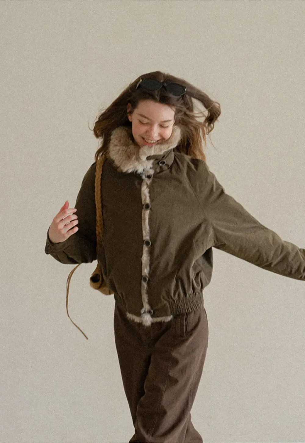 Faux Fur Trimmed Collar and Hem Short Jacket