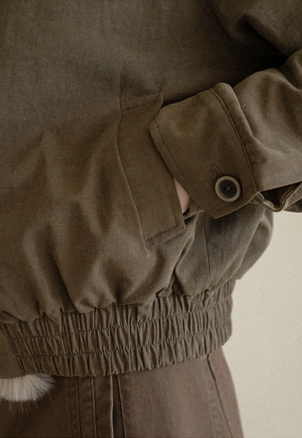 Faux Fur Trimmed Collar and Hem Short Jacket