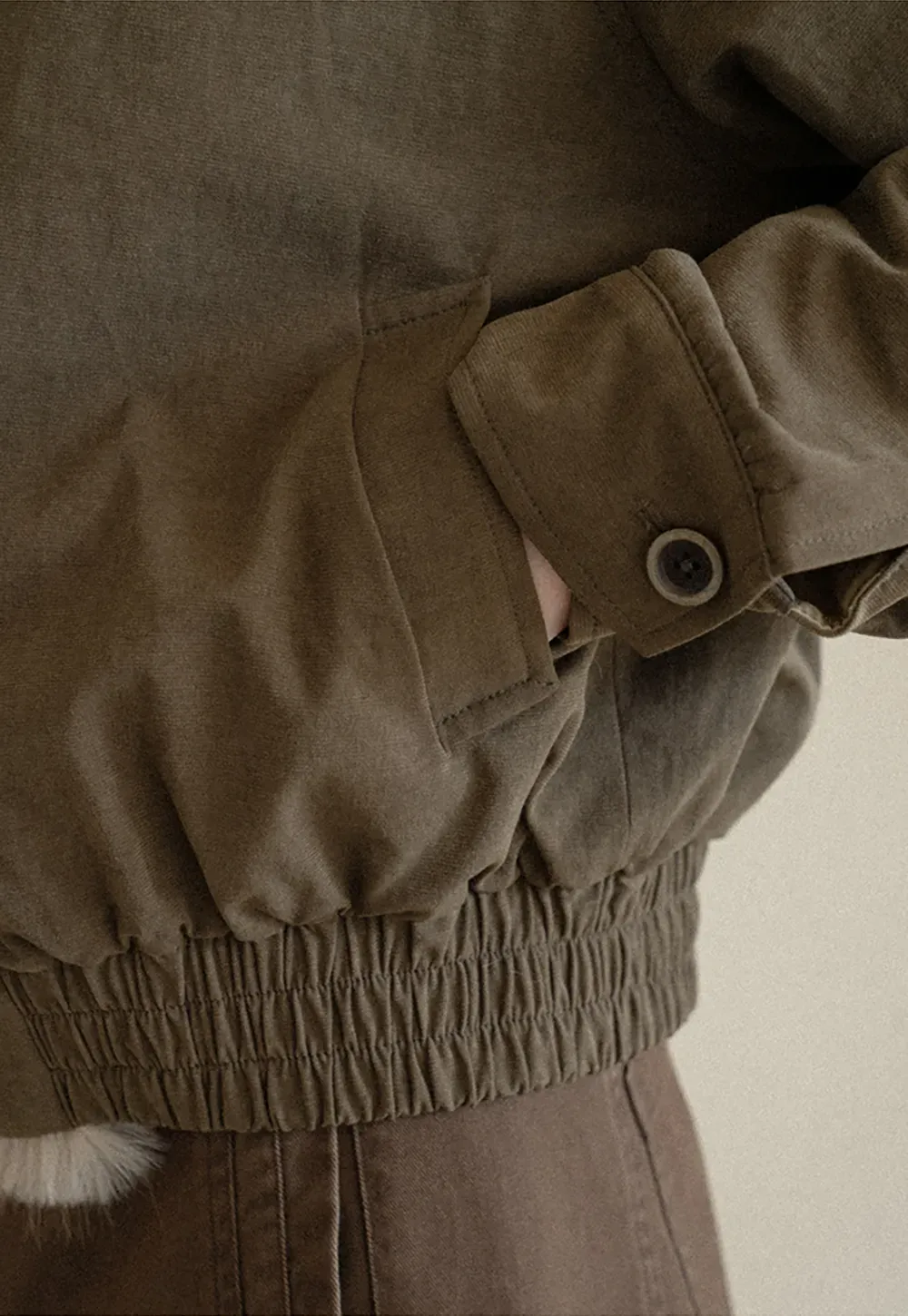 Faux Fur Trimmed Collar and Hem Short Jacket