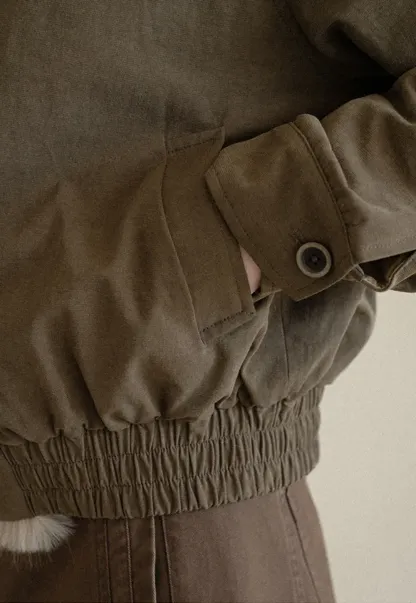 Faux Fur Trimmed Collar and Hem Short Jacket