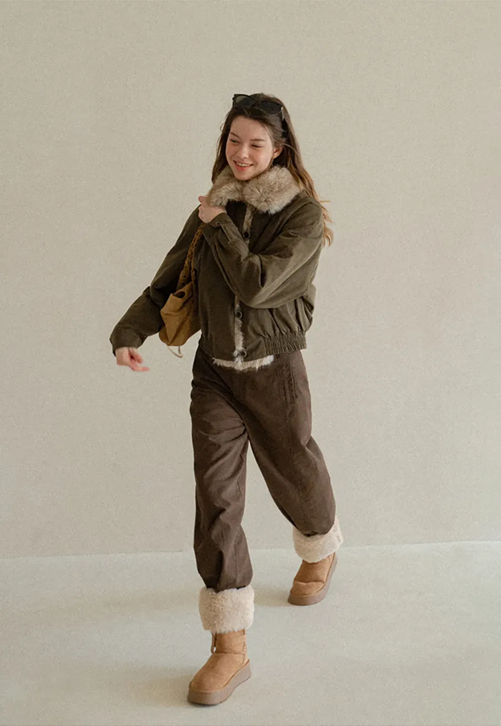 Faux Fur Trimmed Collar and Hem Short Jacket