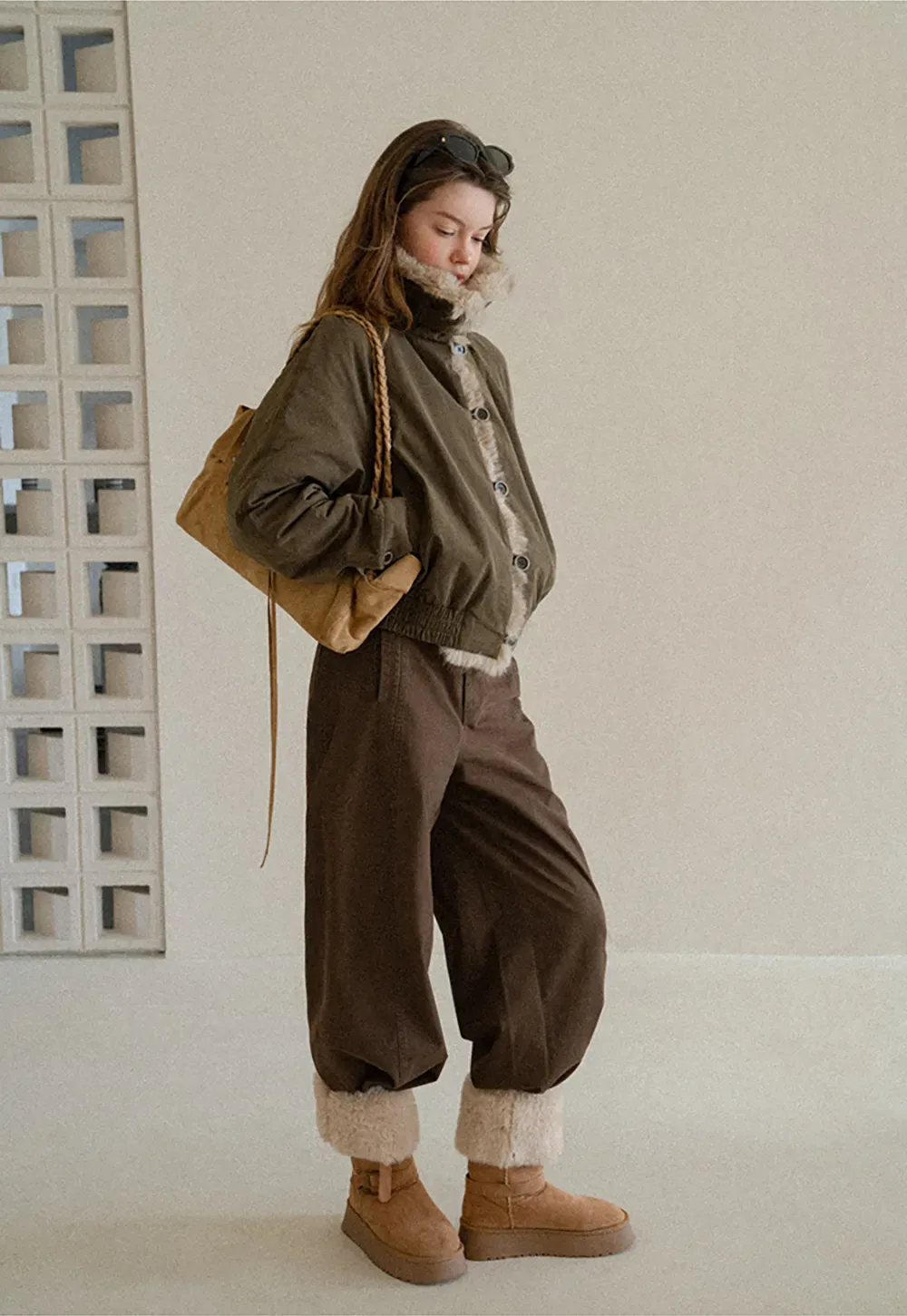 Faux Fur Trimmed Collar and Hem Short Jacket