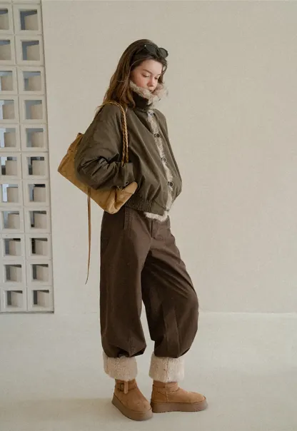 Faux Fur Trimmed Collar and Hem Short Jacket
