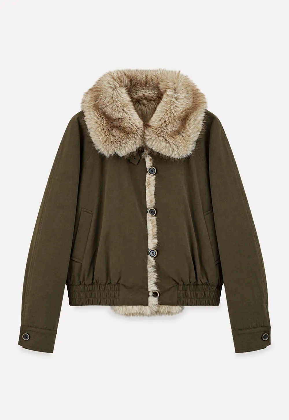 Faux Fur Trimmed Collar and Hem Short Jacket