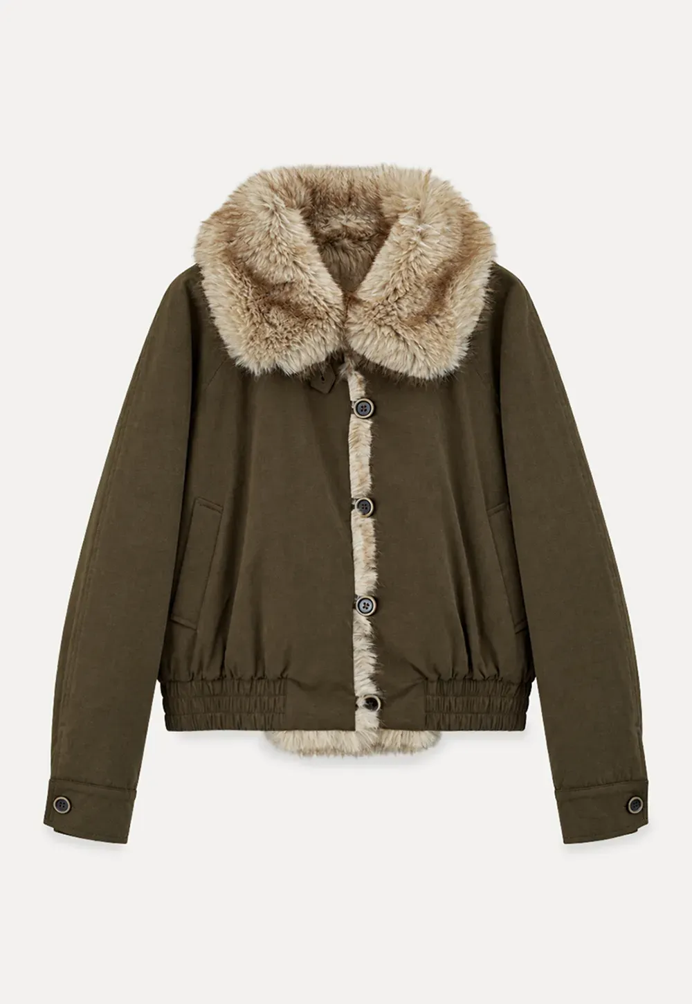 Faux Fur Trimmed Collar and Hem Short Jacket