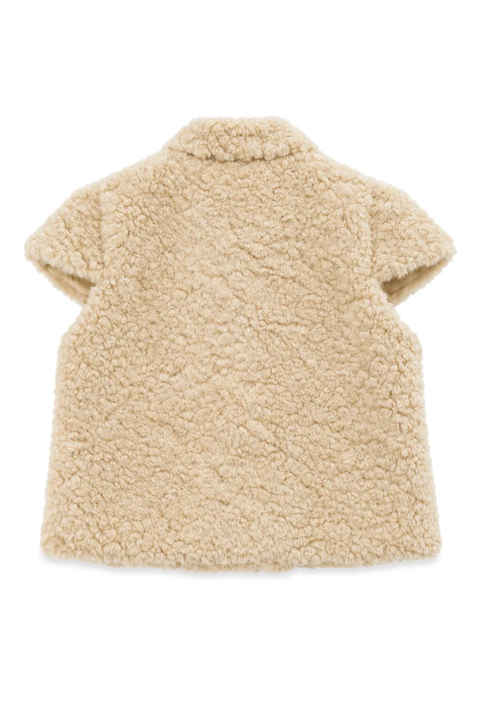 Shearling Texture Collared Sleeveless Short Jacket