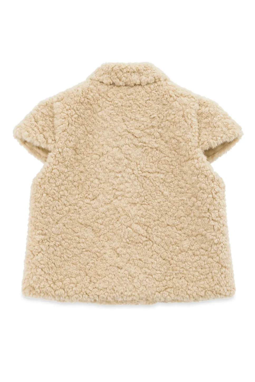 Shearling Texture Collared Sleeveless Short Jacket
