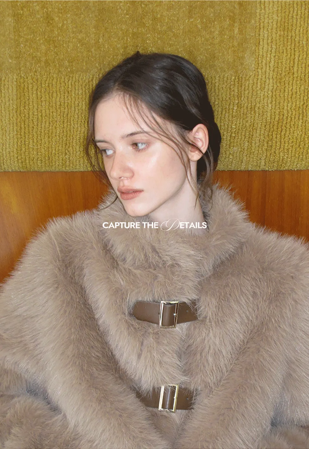 Faux Fur Cropped Jacket with Buckle Closure