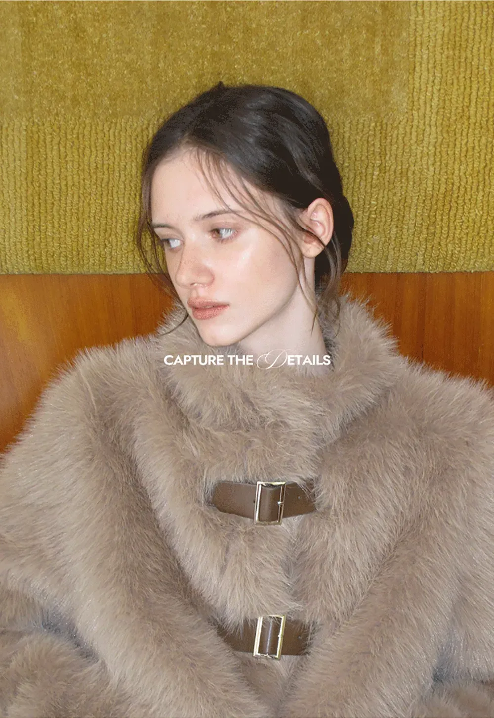 Faux Fur Cropped Jacket with Buckle Closure