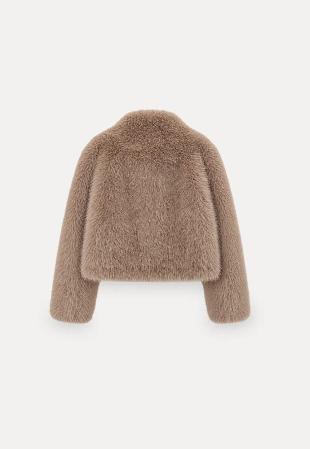 Faux Fur Cropped Jacket with Buckle Closure