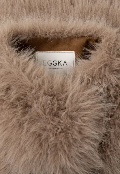 Faux Fur Cropped Jacket with Buckle Closure