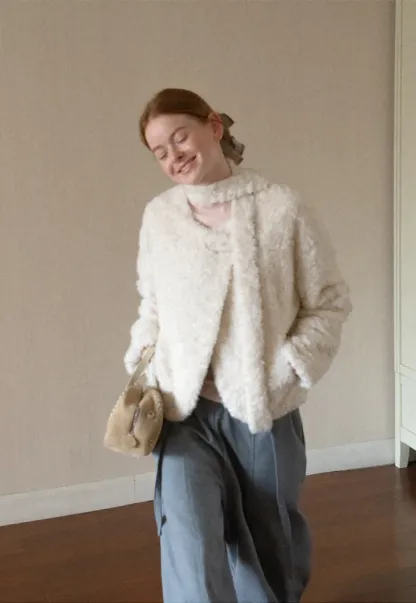 Textured Bouclé Cropped Short Jacket