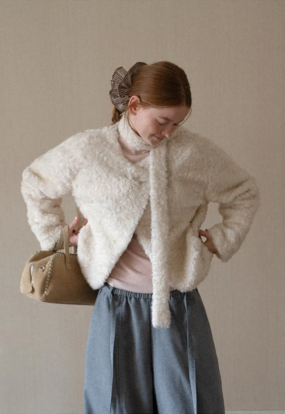 Textured Bouclé Cropped Short Jacket