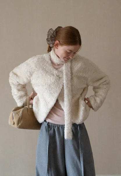 Textured Bouclé Cropped Short Jacket