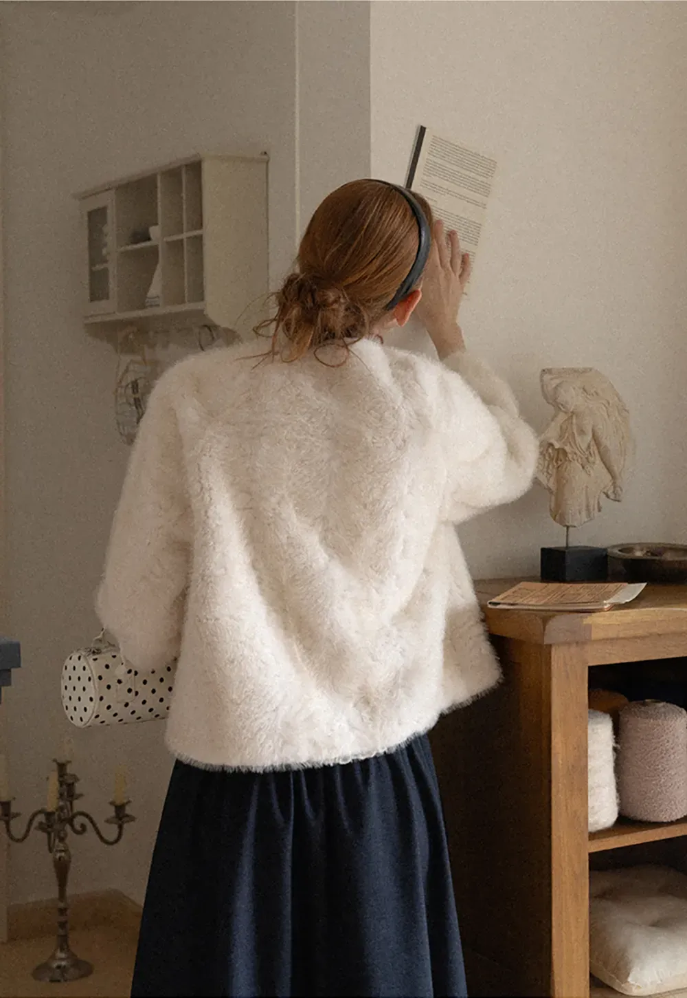 Fluffy Textured Cropped Short Jacket