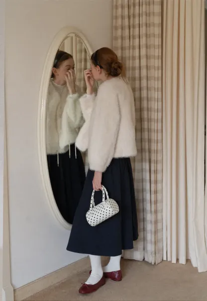 Fluffy Textured Cropped Short Jacket