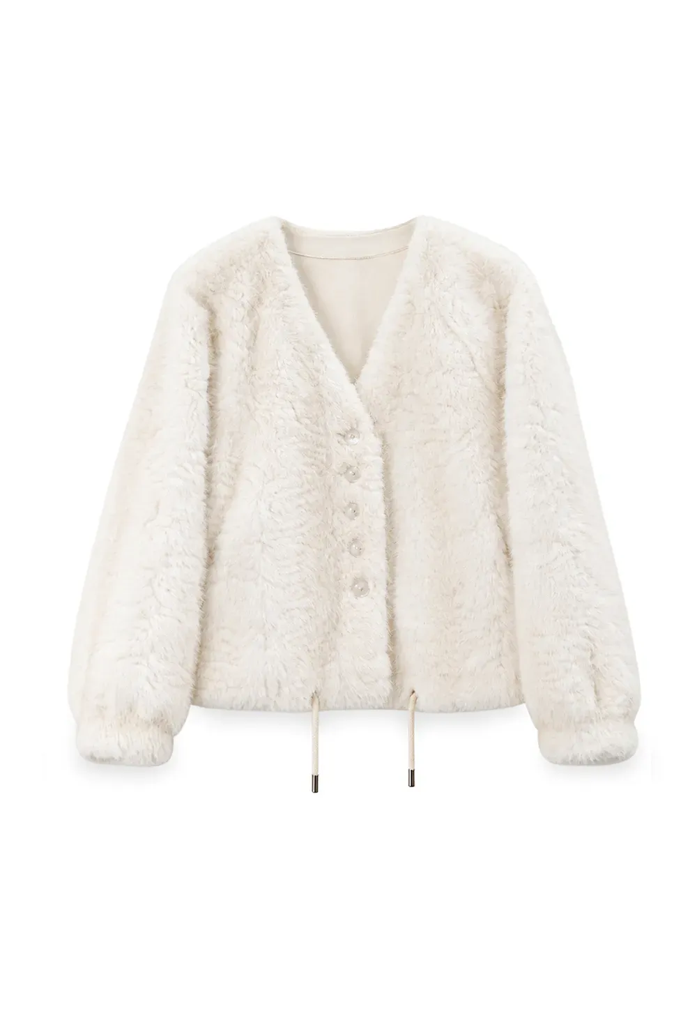 Fluffy Textured Cropped Short Jacket