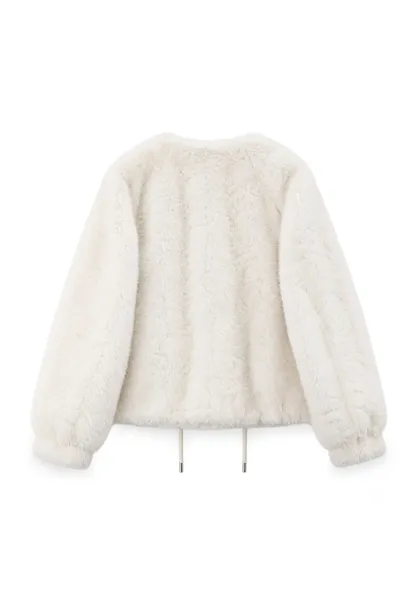 Fluffy Textured Cropped Short Jacket