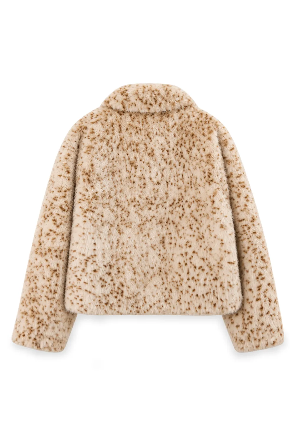 Leopard Print Faux Fur Collar Short Jacket