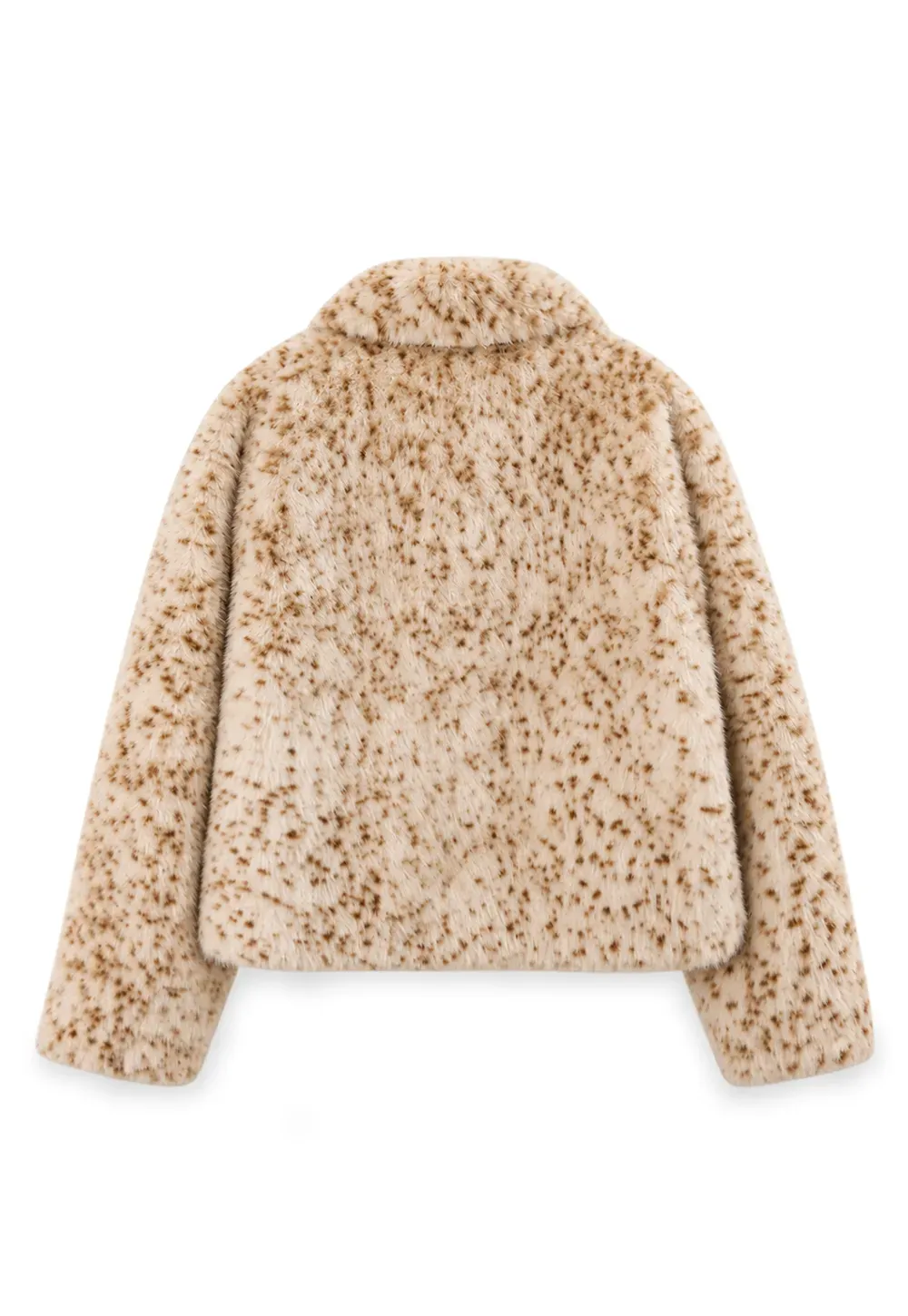 Leopard Print Faux Fur Collar Short Jacket