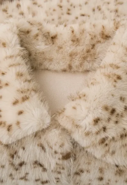 Leopard Print Faux Fur Collar Short Jacket