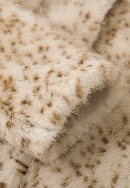Leopard Print Faux Fur Collar Short Jacket