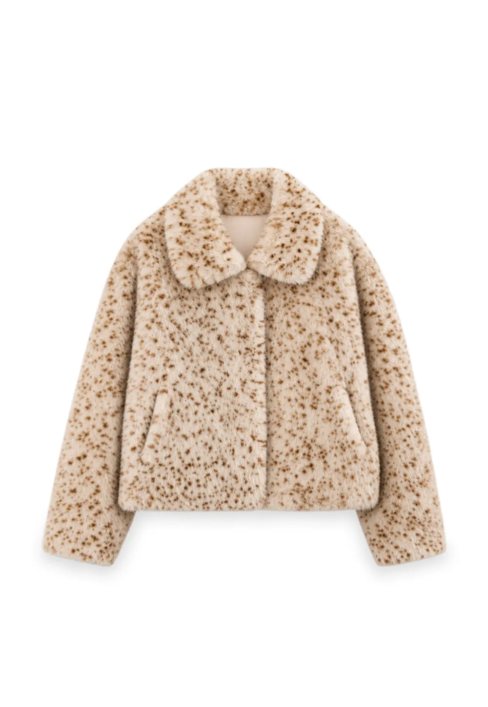 Leopard Print Faux Fur Collar Short Jacket