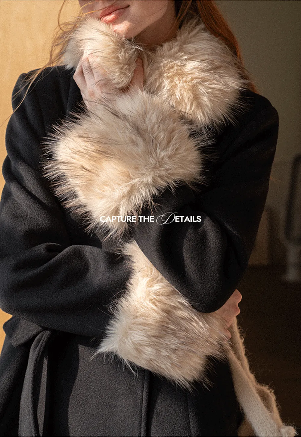 Faux Fur Trimmed Collar and Cuffs Double Breasted Short Jacket