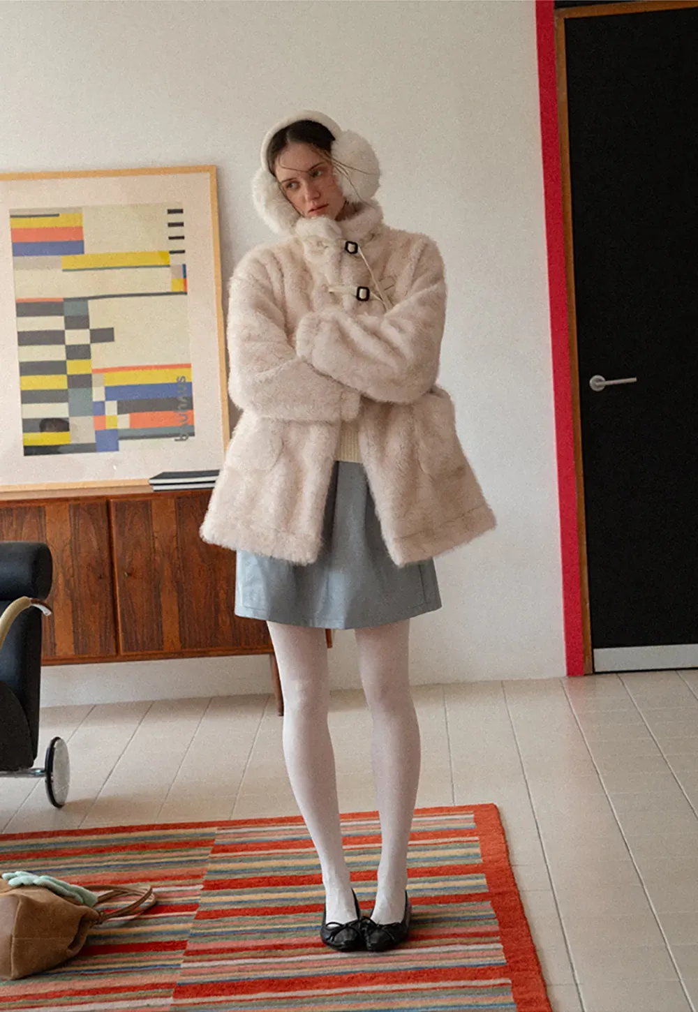 Faux Fur Oversized Coat with Toggle Closure